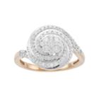10k Gold 1/2 Carat T.w. Diamond Two Tone Spiral Ring, Women's, Size: 7, White