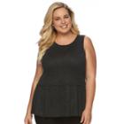 Plus Size Apt. 9&reg; Shredded Knit Drop Waist Tank, Women's, Size: 3xl, Black
