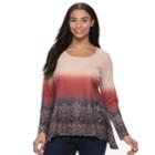 Plus Size World Unity Printed Dip-dyed Top, Women's, Size: 2xl, Pink