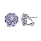Sterling Silver Tanzanite And Diamond Accent Flower Stud Earrings, Women's, Purple