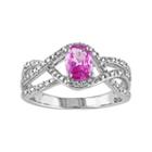 Pink Sapphire & 1/6 Carat T.w. Diamond 10k White Gold Openwork Twist Ring, Women's, Size: 5