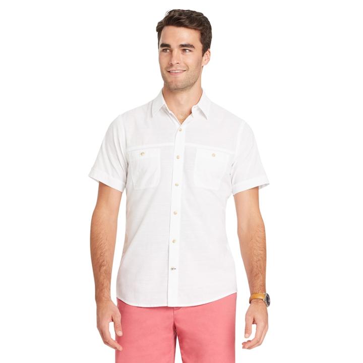 Men's Izod Slim-fit Chambray Button-down Shirt, Size: Xl, White