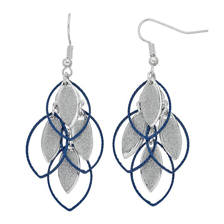 Glittery Blue Marquise Kite Earrings, Women's, Navy