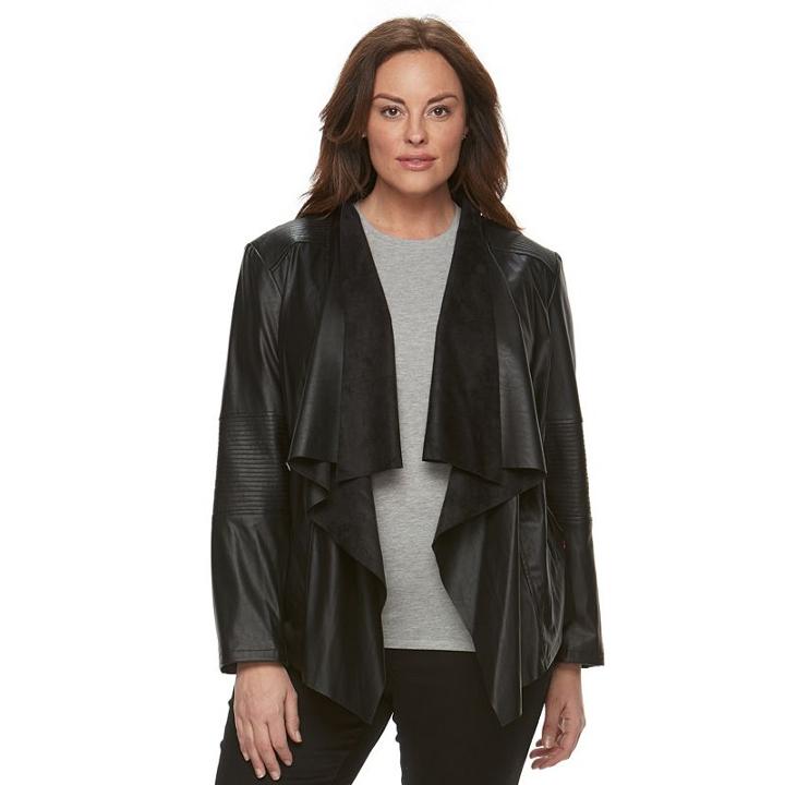 Plus Size Levi's Faux-leather Open-front Jacket, Women's, Size: 2xl, Black