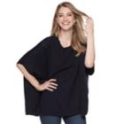 Women's Napa Valley Textured Poncho Sweater, Size: Xl, Blue (navy)