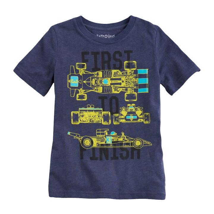 Boys 4-10 Jumping Beans&reg; Race Cars First To Finish Graphic Tee, Size: 10, Blue (navy)
