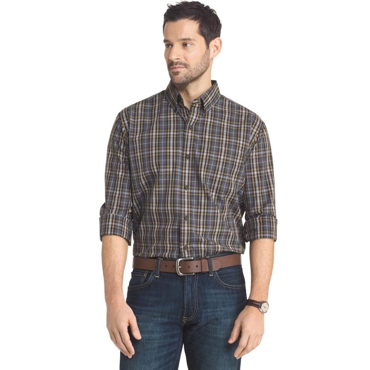 Big & Tall Arrow Regular-fit Plaid Button-down Shirt, Men's, Size: Xxl Tall, Med Grey