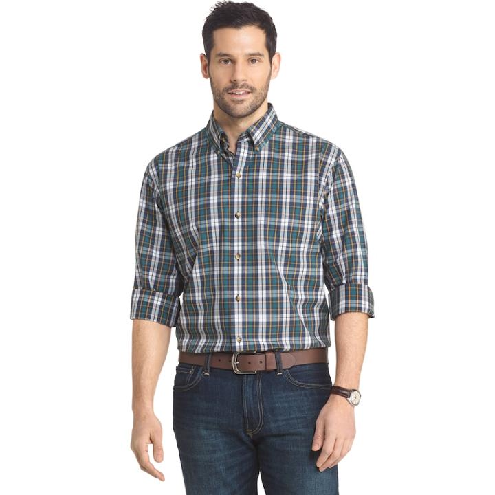 Big & Tall Arrow Regular-fit Plaid Button-down Shirt, Men's, Size: 3xb, Blue (navy)