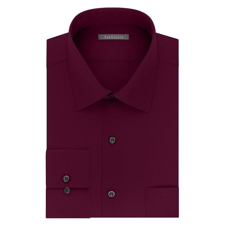 Men's Van Heusen Classic-fit Solid Dress Shirt, Size: 17-32/33, Red Other