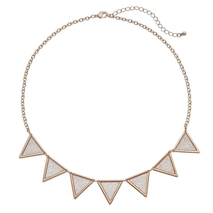 Mudd&reg; Glittery Triangle Necklace, Girl's, Pink Ovrfl