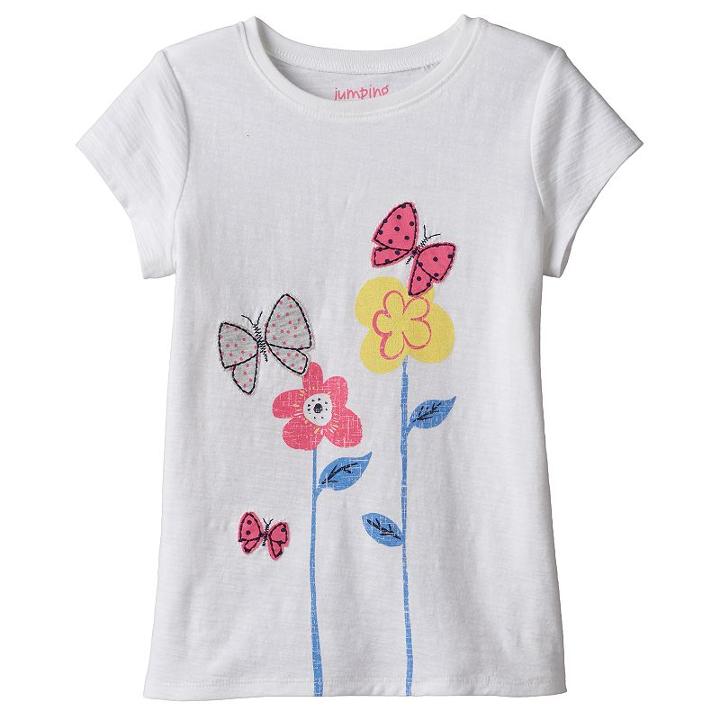 Girls 4-10 Jumping Beans&reg; Short Sleeve Slubbed Embroidered Graphic Tee, Girl's, Size: 8, Natural