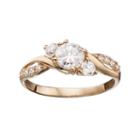 Emotions Cubic Zirconia 10k Gold Swirl Ring - Made With Swarovski Zirconia, Women's, Size: 7, White