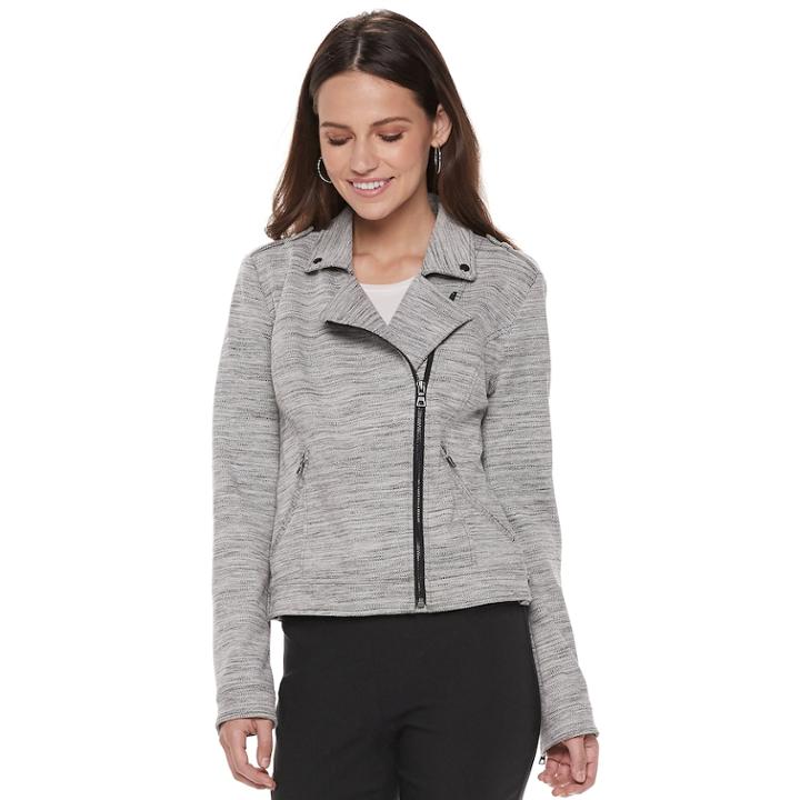 Women's Apt. 9&reg; Moto Jacket, Size: Xs, Black