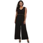 Juniors' Plus Size Wrapper Grommet Wide-leg Jumpsuit, Teens, Size: 2xl, Black