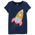 Girls 4-12 Oshkosh B'gosh&reg; Reversible Sequin Spaceship Tee, Size: 10-12, Med Blue