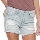 Juniors' Mudd&reg; Frayed Midi Jean Shorts, Teens, Size: 7, Blue
