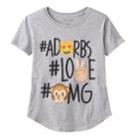 Girls Plus Size #adorbs, #love & #omg Emoji Glitter Graphic Tee, Size: Xxl Plus, Med Grey