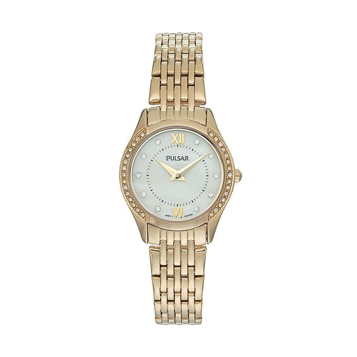 Pulsar Women's Crystal Stainless Steel Watch, Gold