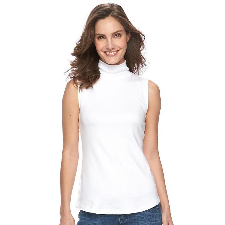 Women's Croft & Barrow&reg; Sleeveless Mockneck Top, Size: Xs, White