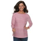 Women's Croft & Barrow&reg; Button-shoulder Crewneck Sweater, Size: Small, Red Overfl
