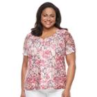 Plus Size Napa Valley Printed Lace Tee, Women's, Size: 3xl, Dark Red