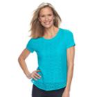 Petite Croft & Barrow&reg; Lace Front Tee, Women's, Size: Xl Petite, Med Blue