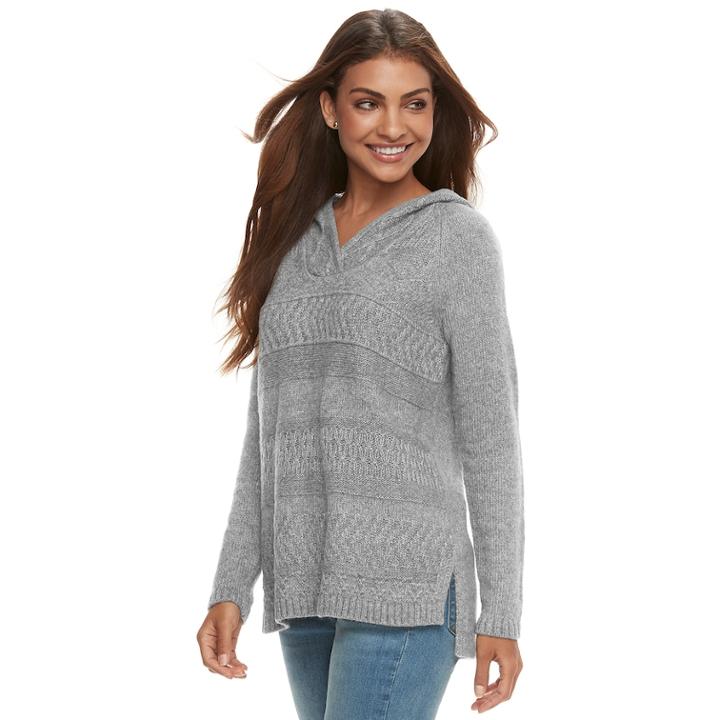 Petite Sonoma Goods For Life&trade; Supersoft Hooded Sweater, Women's, Size: Xl Petite, Dark Grey