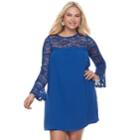 Juniors' Plus Size Lily Rose Bell Sleeve Lace Shift Dress, Teens, Size: 2xl, Multicolor