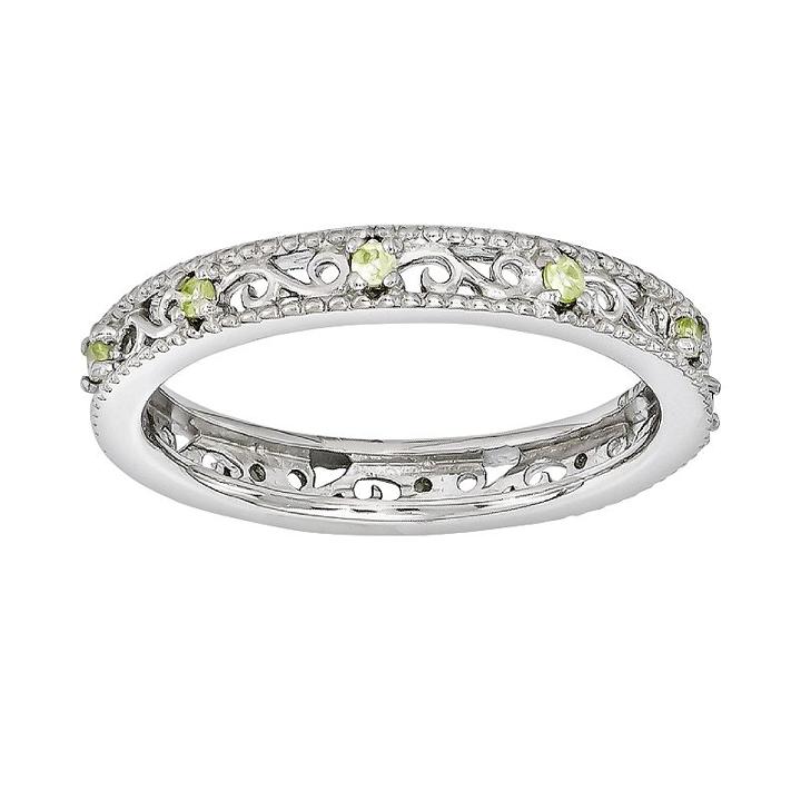 Stacks And Stones Sterling Silver Peridot Stack Ring, Women's, Size: 5, Yellow