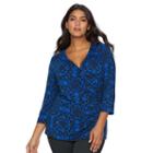 Plus Size Dana Buchman Faux-wrap Top, Women's, Size: 1xl, Blue (navy)
