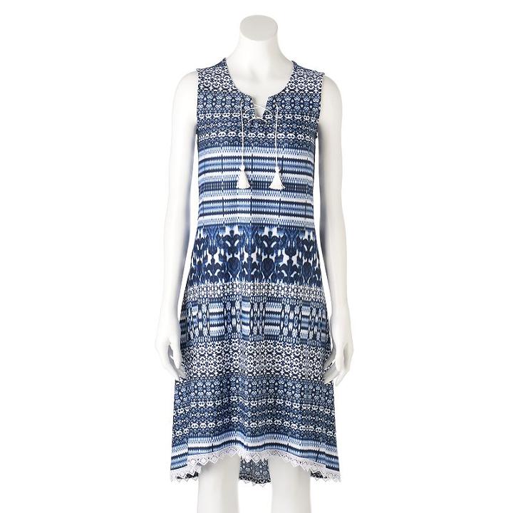 Women's World Unity Lace-up Shift Dress, Size: Small, Blue