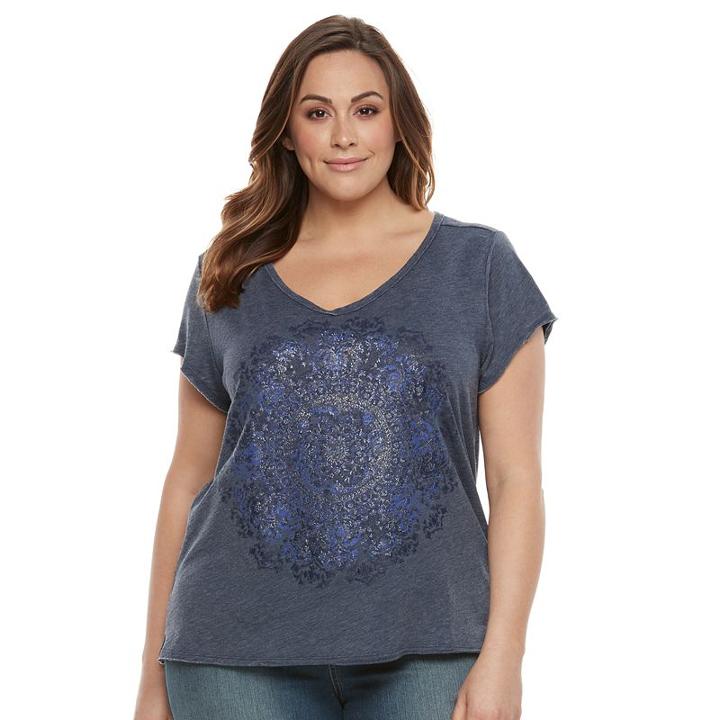 Plus Size Sonoma Goods For Life&trade; Double-v-neck Tee, Women's, Size: 1xl, Blue