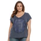Plus Size Sonoma Goods For Life&trade; Double-v-neck Tee, Women's, Size: 1xl, Blue