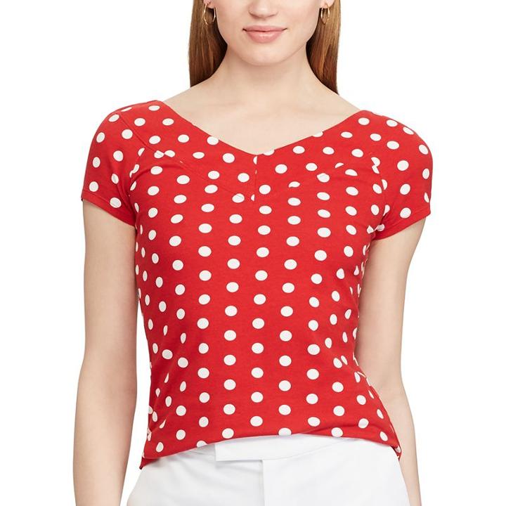 Women's Chaps V-neck Tee, Size: Large, Red