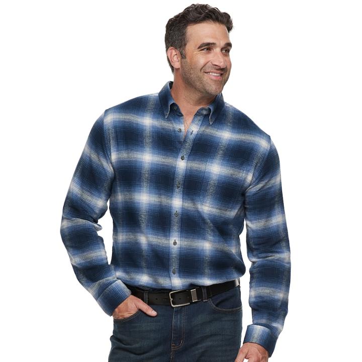 Big & Tall Croft & Barrow&reg; Regular-fit Flannel Woven Button-down Shirt, Men's, Size: 3xl Tall, Dark Blue