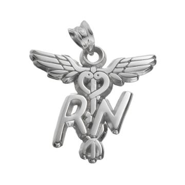 Logoart Sterling Silver Rn Caduceus Nurse Pendant, Women's, Grey