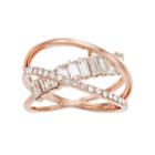 Brilliance Rose Gold Tone Orbit Ring With Swarovski Crystals, Women's, Size: 9, White
