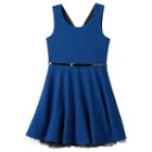 Girls Plus Size Knitworks Cross-back Sleeveless Skater Dress, Girl's, Size: 14 1/2, Turquoise/blue (turq/aqua)