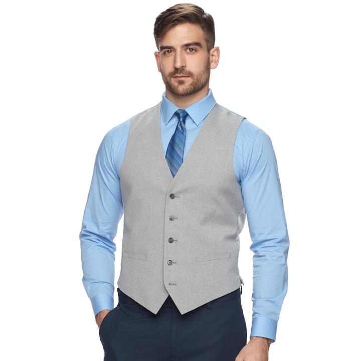 Men's Apt. 9&reg; Premier Flex Slim-fit Suit Vest, Size: Small, Light Grey