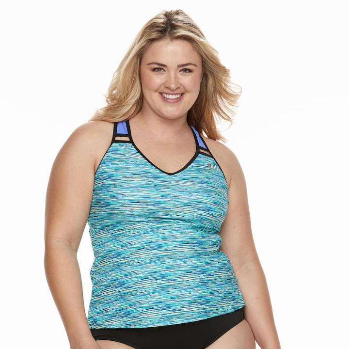 Plus Size Zeroxposur Ladder-back Tankini Top, Women's, Size: 16 W, Blue