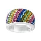 Silver Radiance Crystal Silver-plated Diagonal Stripe Ring, Women's, Multicolor