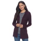 Women's Croft & Barrow&reg; Ribbed Open-front Cardigan, Size: Xl, Blue (navy)