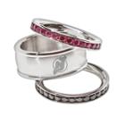 Logoart Nhl New Jersey Devils Stainless Steel Crystal Stack Ring Set, Women's, Size: 6, Multicolor