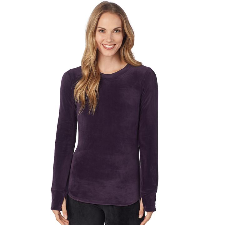 Plus Size Cuddl Duds Double Plush Velour Long Sleeve Top, Women's, Size: 1xl, Med Purple
