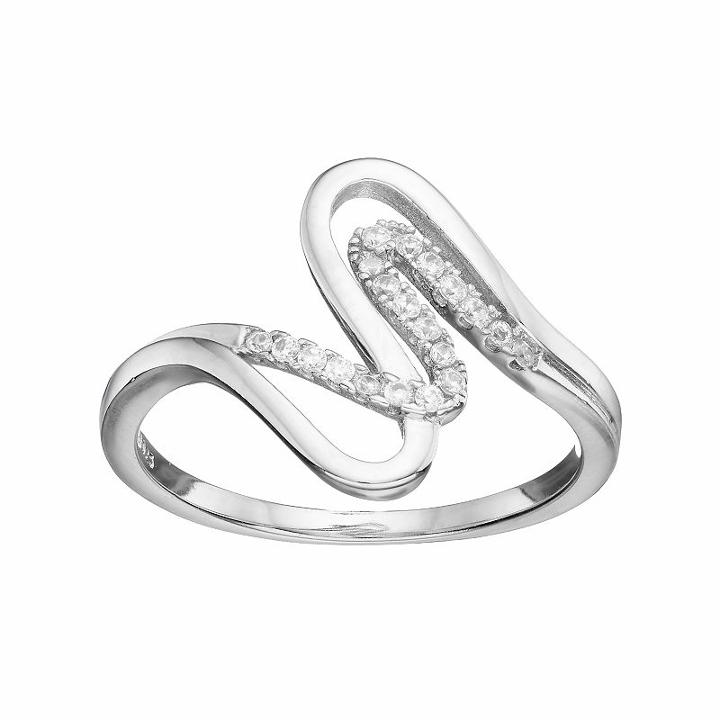 Primrose Sterling Silver Cubic Zirconia Swirl Ring, Women's, Size: 8, White