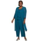 Plus Size Maya Brooke Tiered Top, Duster & Pant Set, Women's, Size: 24w T/l, Blue