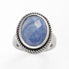 Kate Markus Stainless Steel Blue Quartz Oval Frame Ring, Women's