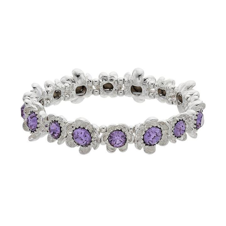 Napier Simulated Crystal Flower Stretch Bracelet, Women's, Purple