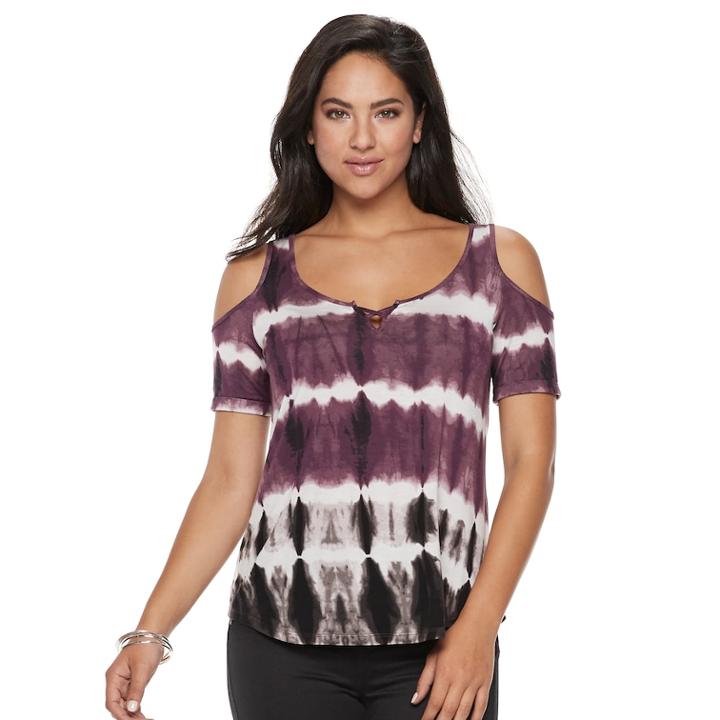 Women's Rock & Republic&reg; Cold-shoulder Tee, Size: Xs, Med Purple