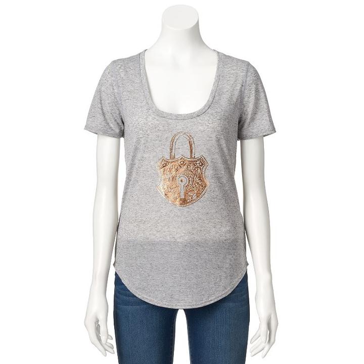 Women's Juicy Couture Foiled Graphic Tee, Size: Medium, Light Grey